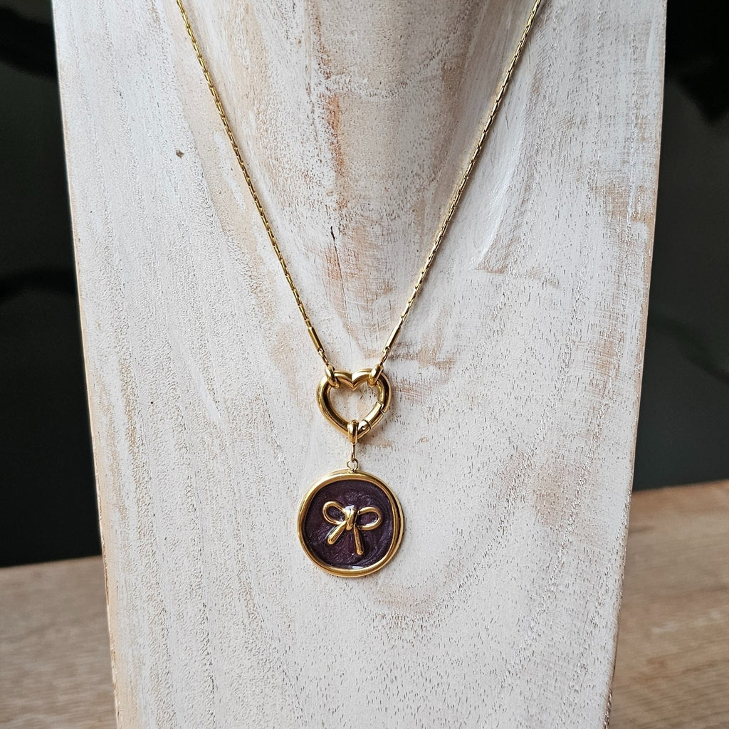 Seyso strik munt bruin stainless steel bedeltje uit Design Your Own collectie