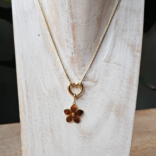 Seyso chocolade bloem stainless steel bedeltje uit Design Your Own collectie