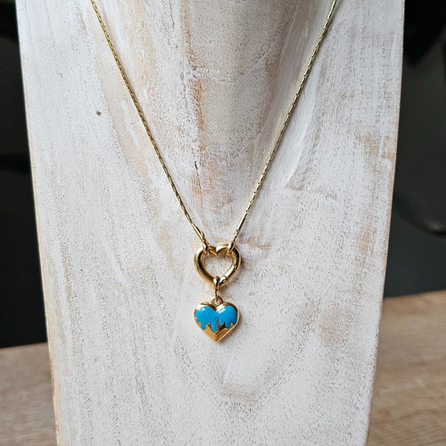 Seyso drippy blauw hartvormig stainless steel bedeltje uit Design Your Own collectie