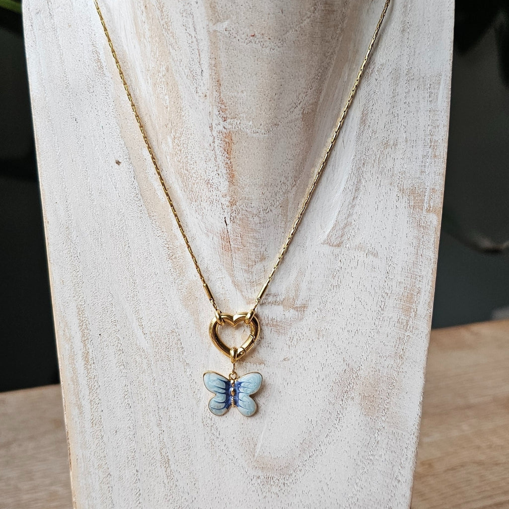 Seyso blauwe vlinder stainless steel bedeltje uit Design Your Own collectie