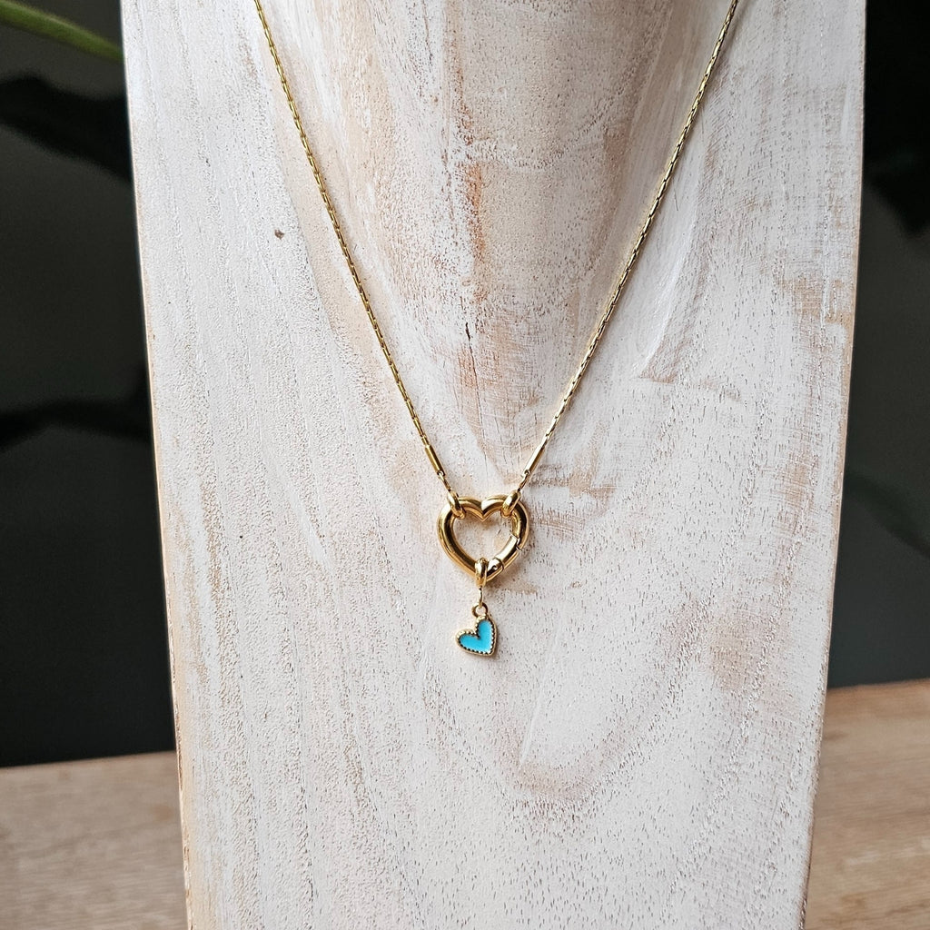 Seyso klein blauw hart stainless steel bedeltje uit Design Your Own collectie