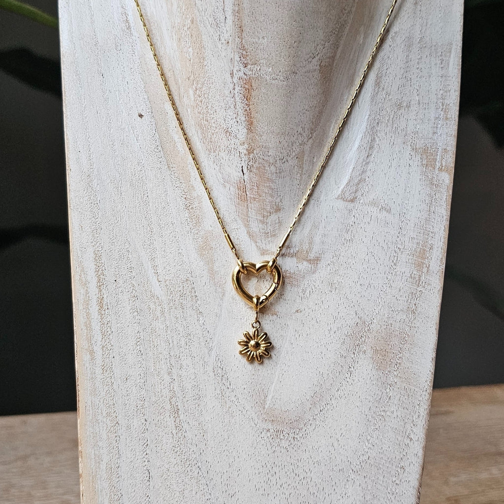 Seyso zonnige bloem stainless steel bedeltje uit Design Your Own collectie