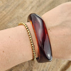 Donkerbruine chunky bangle armband om te combineren met meerdere armbanden