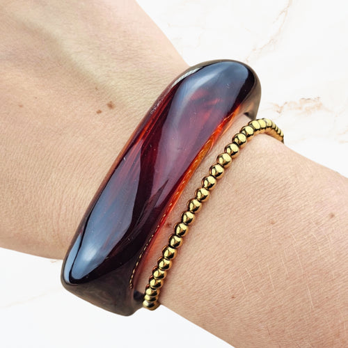 Grove bruine dames armband met cognac en roodbruine kleurnuances
