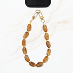 Bruine telefoonketting met grote stenen