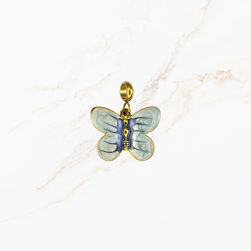 Seyso blauwe vlinder stainless steel bedeltje uit Design Your Own collectie