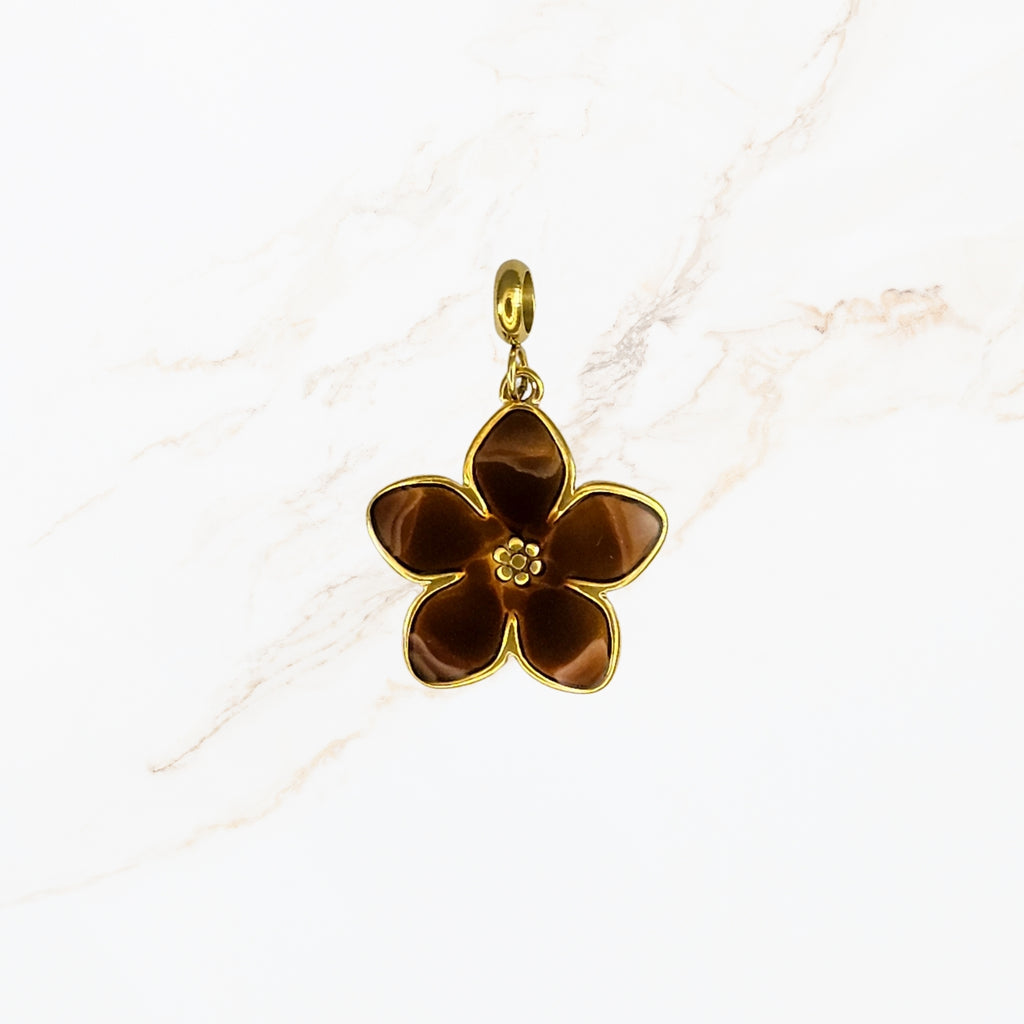 Seyso chocolade bloem stainless steel bedeltje uit Design Your Own collectie