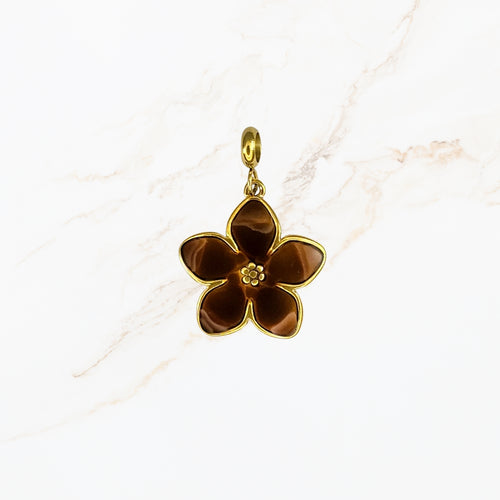 Seyso chocolade bloem stainless steel bedeltje uit Design Your Own collectie