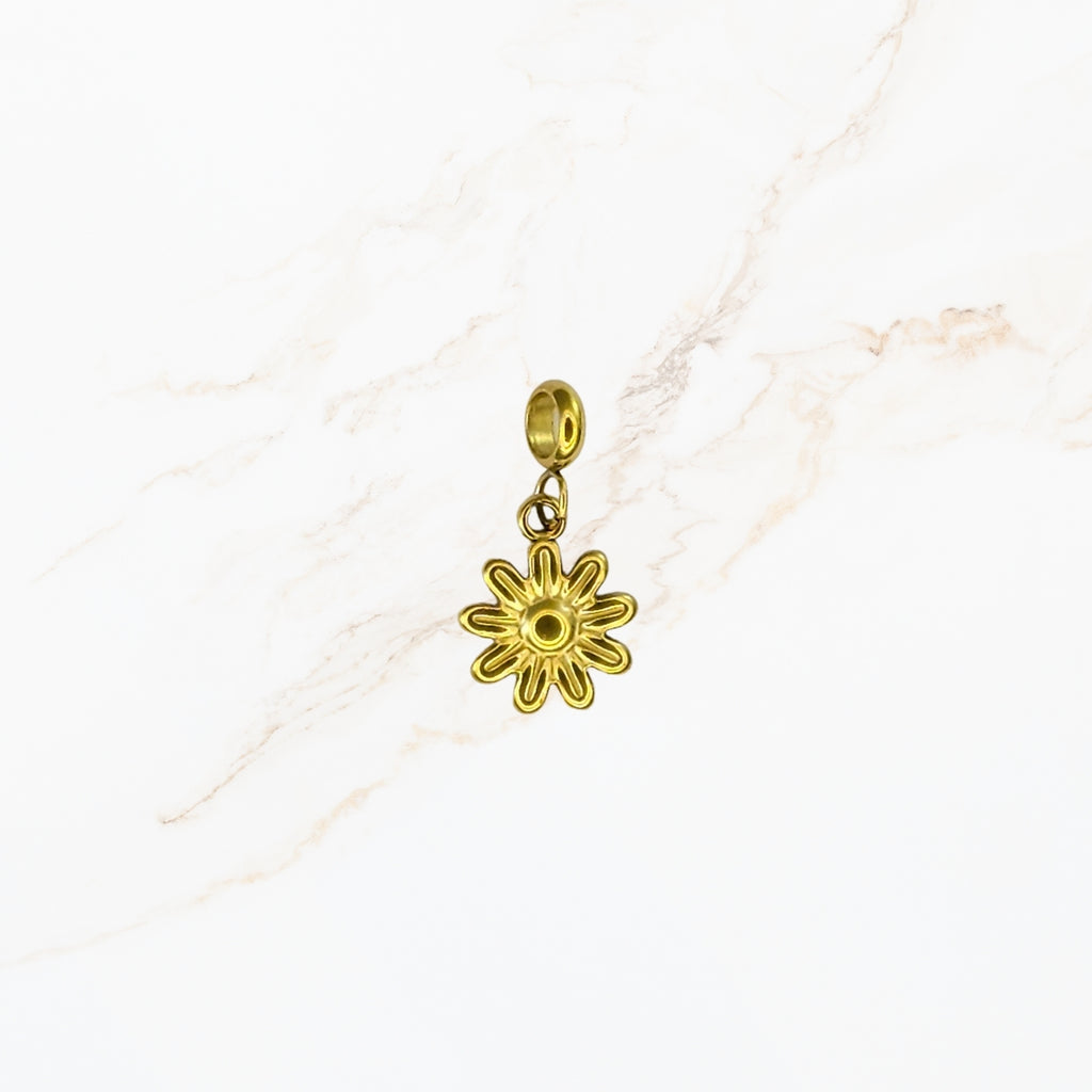 Seyso zonnige bloem stainless steel bedeltje uit Design Your Own collectie