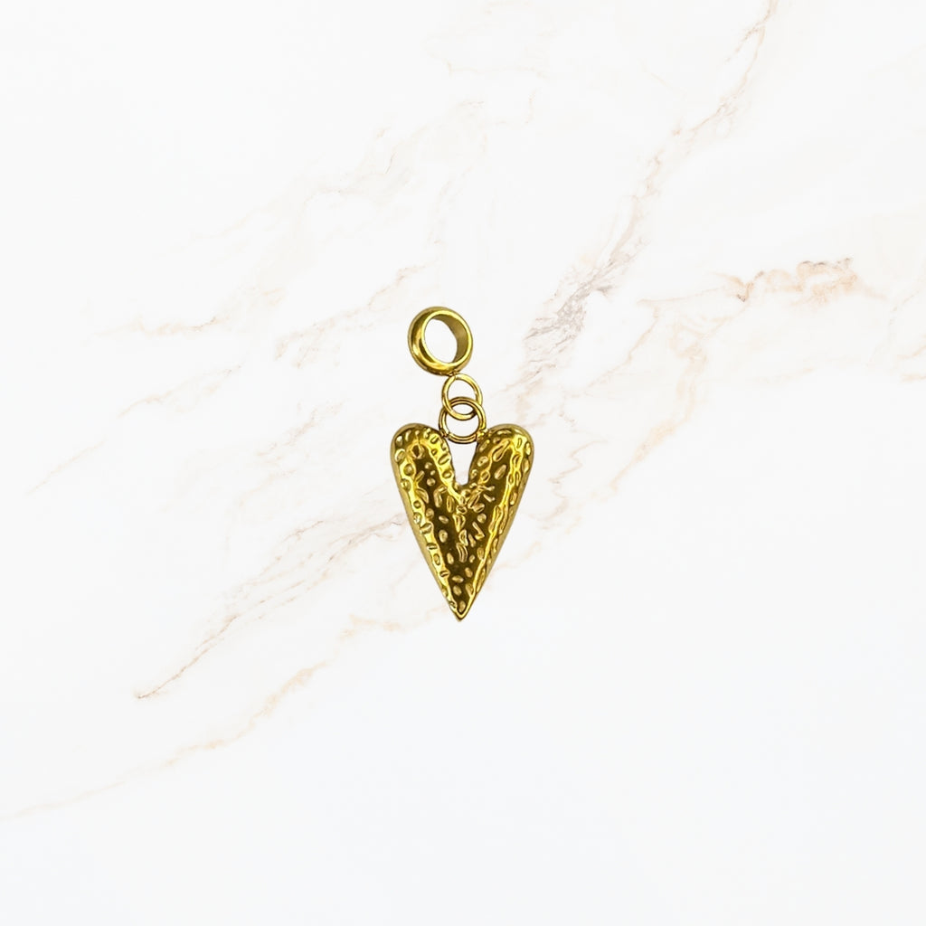 Seyso lange gouden hart stainless steel bedeltje uit Design Your Own collectie