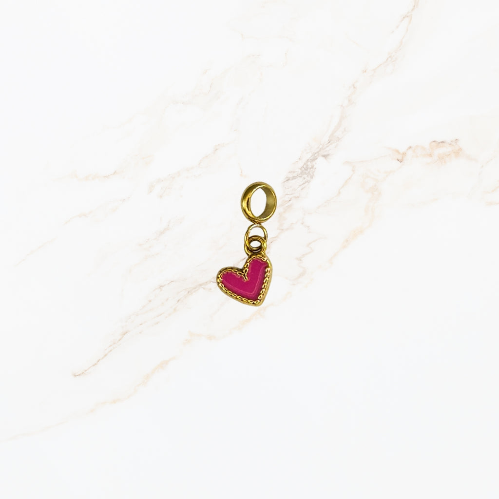 Seyso roze mini hart stainless steel bedeltje uit Design Your Own collectie