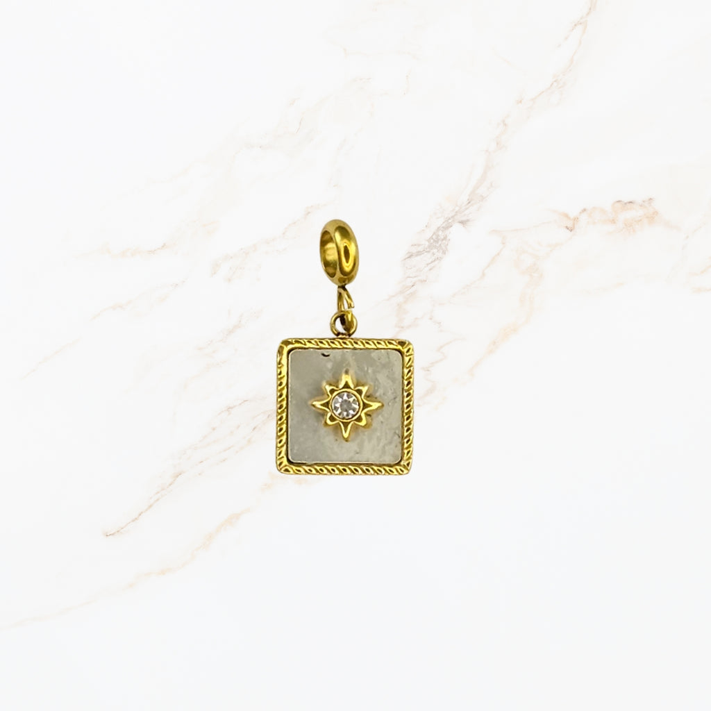 Seyso star square stainless steel bedeltje uit Design Your Own collectie