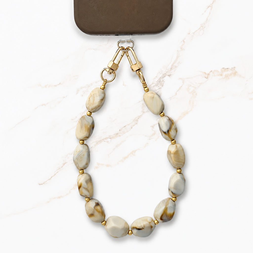 Chunky marmer creme telefoonkoord