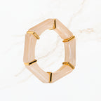 Seyso beige crème elastische armband voor dames met goudkleurige details