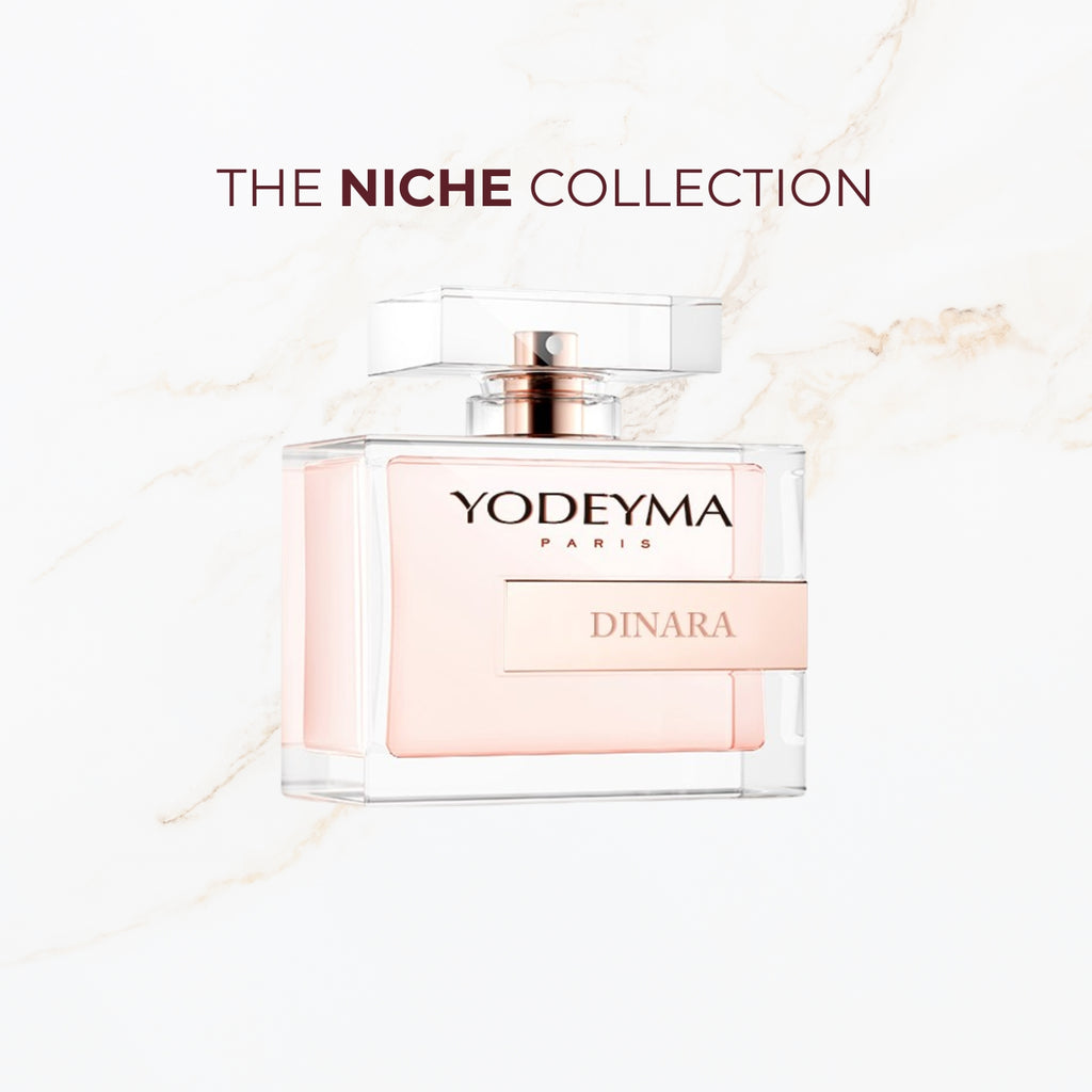 Seyso Yodeyma Dinara parfum dames luxe niche geur verkrijgbaar in 15 ml 50 ml en 100 ml elegante glazen flacon roze tint