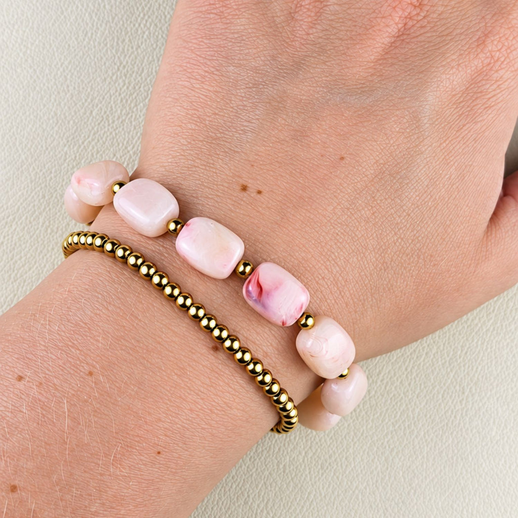 Oranje roze kralen armband