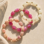 Oranje roze kralen armband