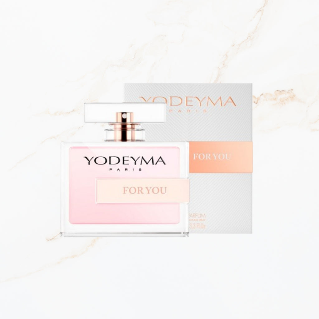 Seyso Yodeyma For You parfum dames zachte bloemige luxe geur verkrijgbaar in 15 ml 50 ml en 100 ml elegante glazen flacon roze tint