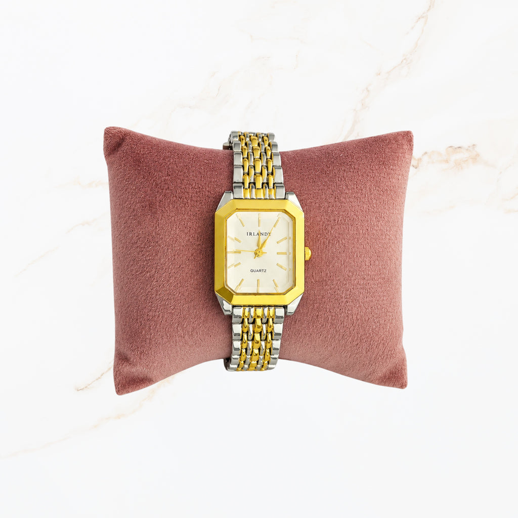Elegant zilver goudkleurig horloge met witte wijzerplaat voor dames