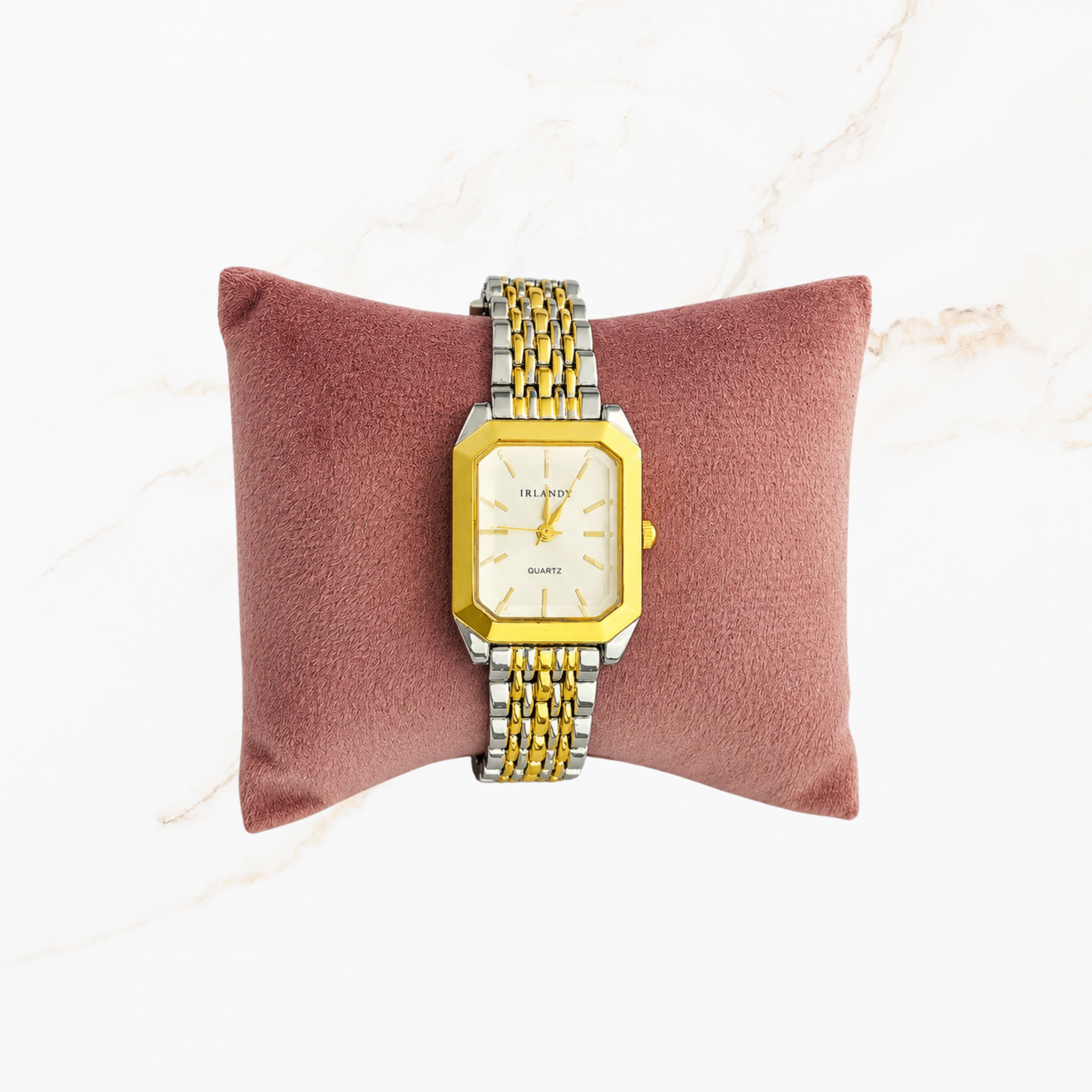 Elegant zilver goudkleurig horloge met witte wijzerplaat voor dames