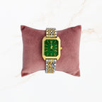 Seyso horloge met groene wijzerplaat en gouden band