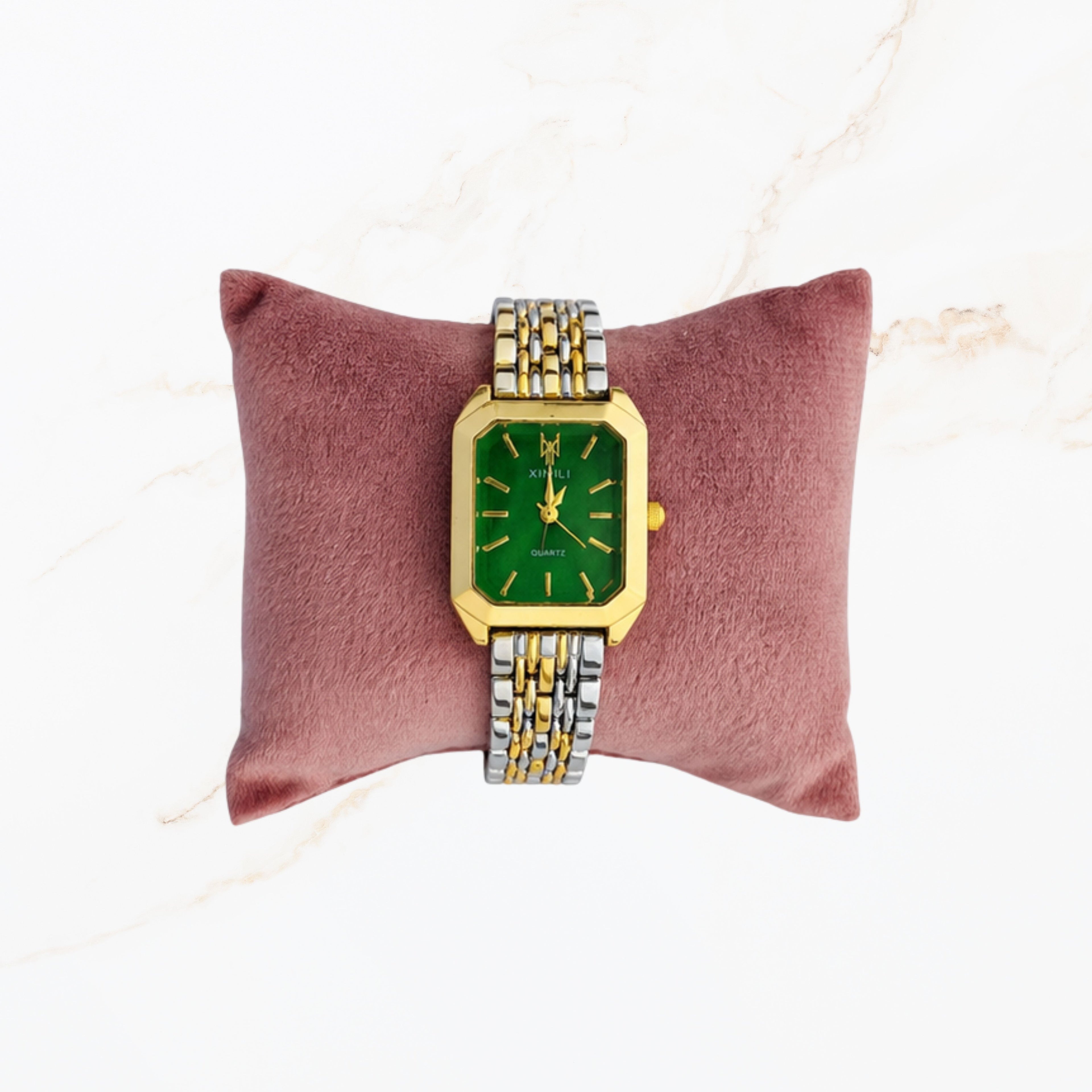 Seyso horloge met groene wijzerplaat en gouden band