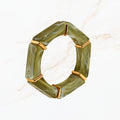 Seyso olijfgroene elastische dames armband met goudkleurige details