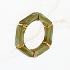 Seyso olijfgroene elastische dames armband met goudkleurige details
