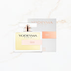 Seyso Yodeyma Iris parfum dames luxe zachte poederige geur met verpakking verkrijgbaar in 15 ml 50 ml en 100 ml elegante glazen flacon