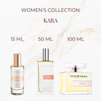 Seyso Yodeyma Kara parfum dames frisse en elegante luxe geur verkrijgbaar in 15 ml 50 ml en 100 ml stijlvolle glazen flacon lichtgele tint