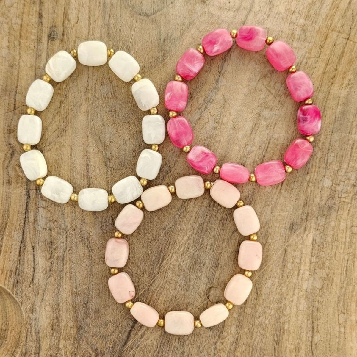 Oranje roze kralen armband