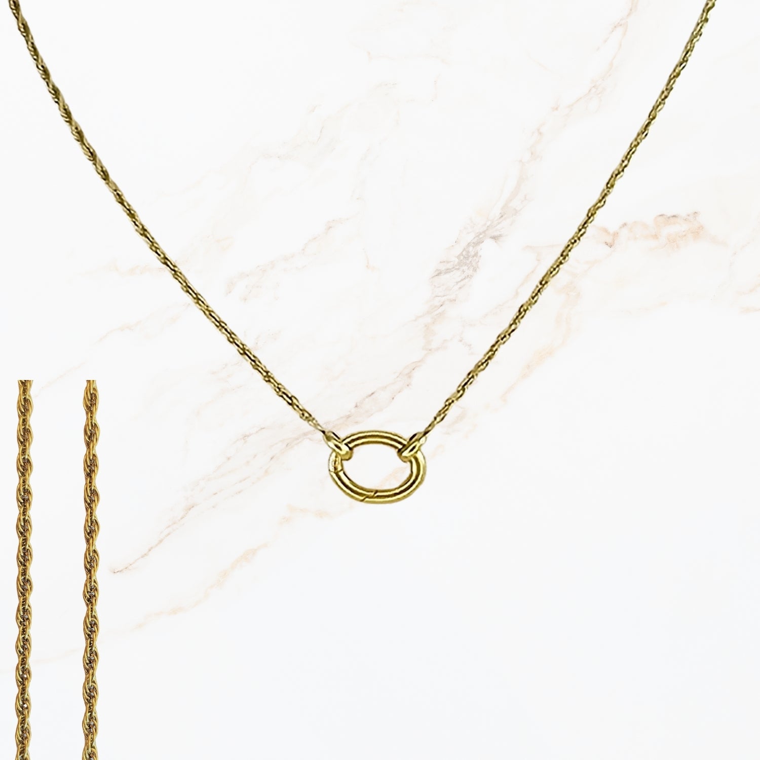 Stainless steel design your own ketting waarbij je zelf de lengte kiest, een connector toevoegt en meerdere bedels combineert tot een persoonlijk sieraad