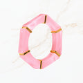 Seyso lichtroze elastische dames armband met goudkleurige details