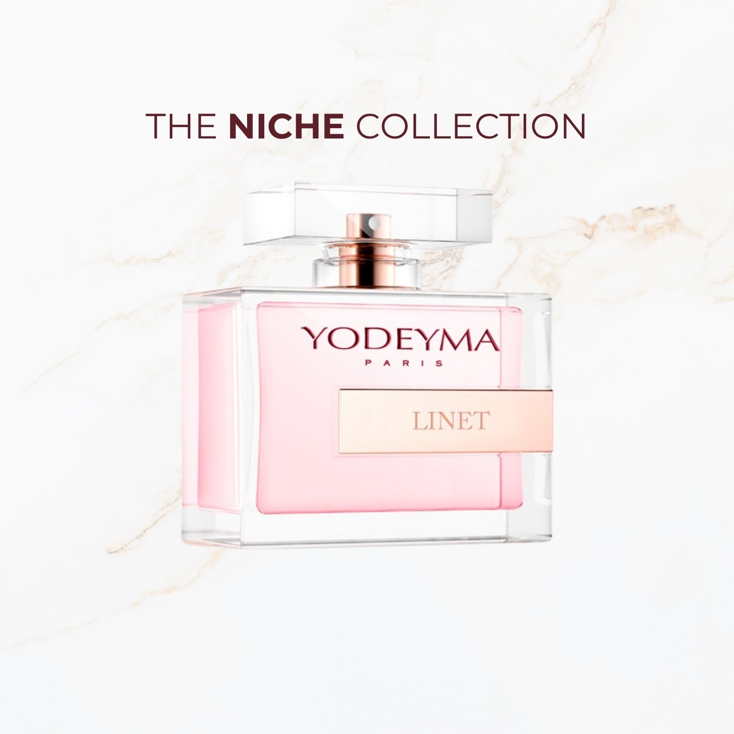 Seyso Yodeyma Linet parfum dames luxe bloemige en zachte geur verkrijgbaar in 15 ml 50 ml en 100 ml elegante glazen flacon roze tint