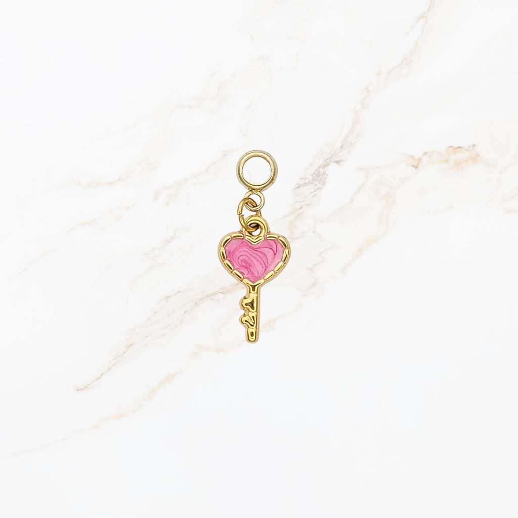 Seyso Key to Love pink stainless steel bedeltje uit Design Your Own collectie