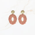 Luna Bead Oval Earrings Peach