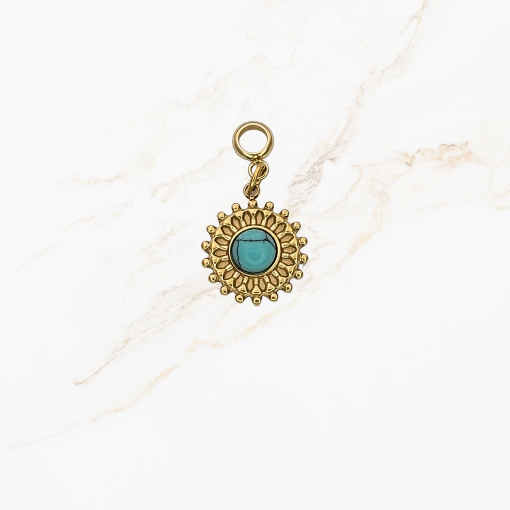 Seyso sea jewel stainless steel bedeltje met blauw uit Design Your Own collectie