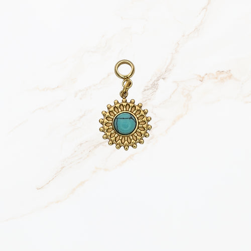 Seyso sea jewel stainless steel bedeltje met blauw uit Design Your Own collectie