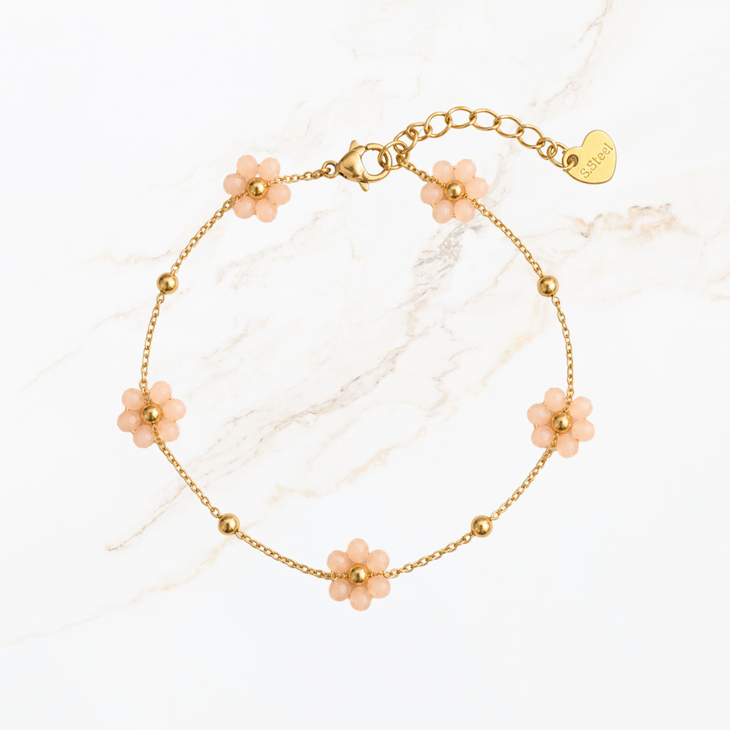 Oranje bloem kralen armband