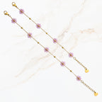 Paarse bloem kralen armband