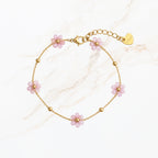 Paarse bloem kralen armband