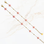 Roze bloem kralen armband