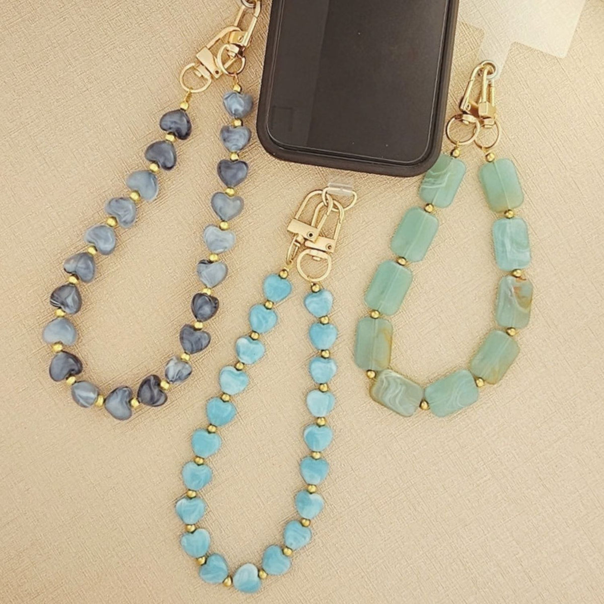 Turquoise hartjes telefoonkoord