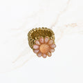 Roze bloem ring met strass stenen