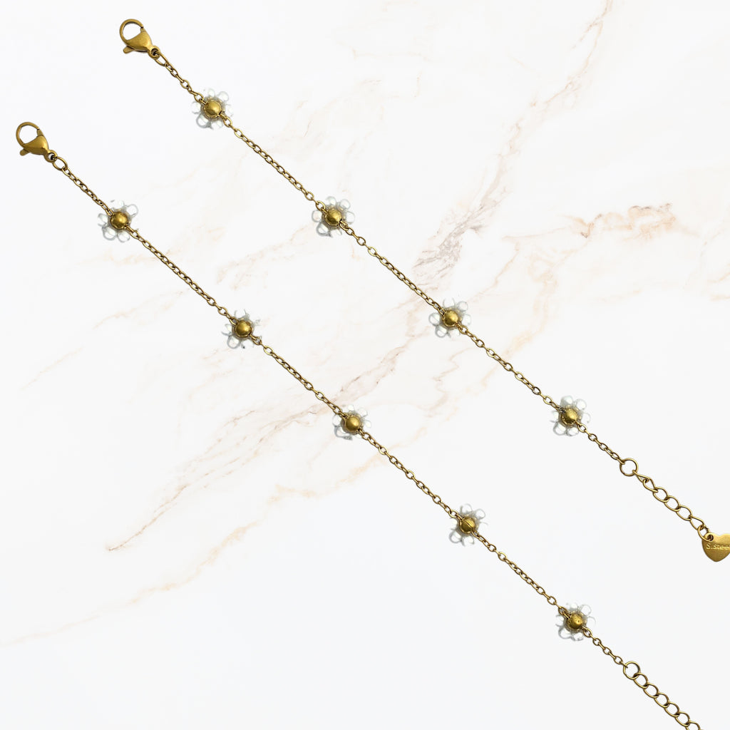 Witte parel bloem kralen armband