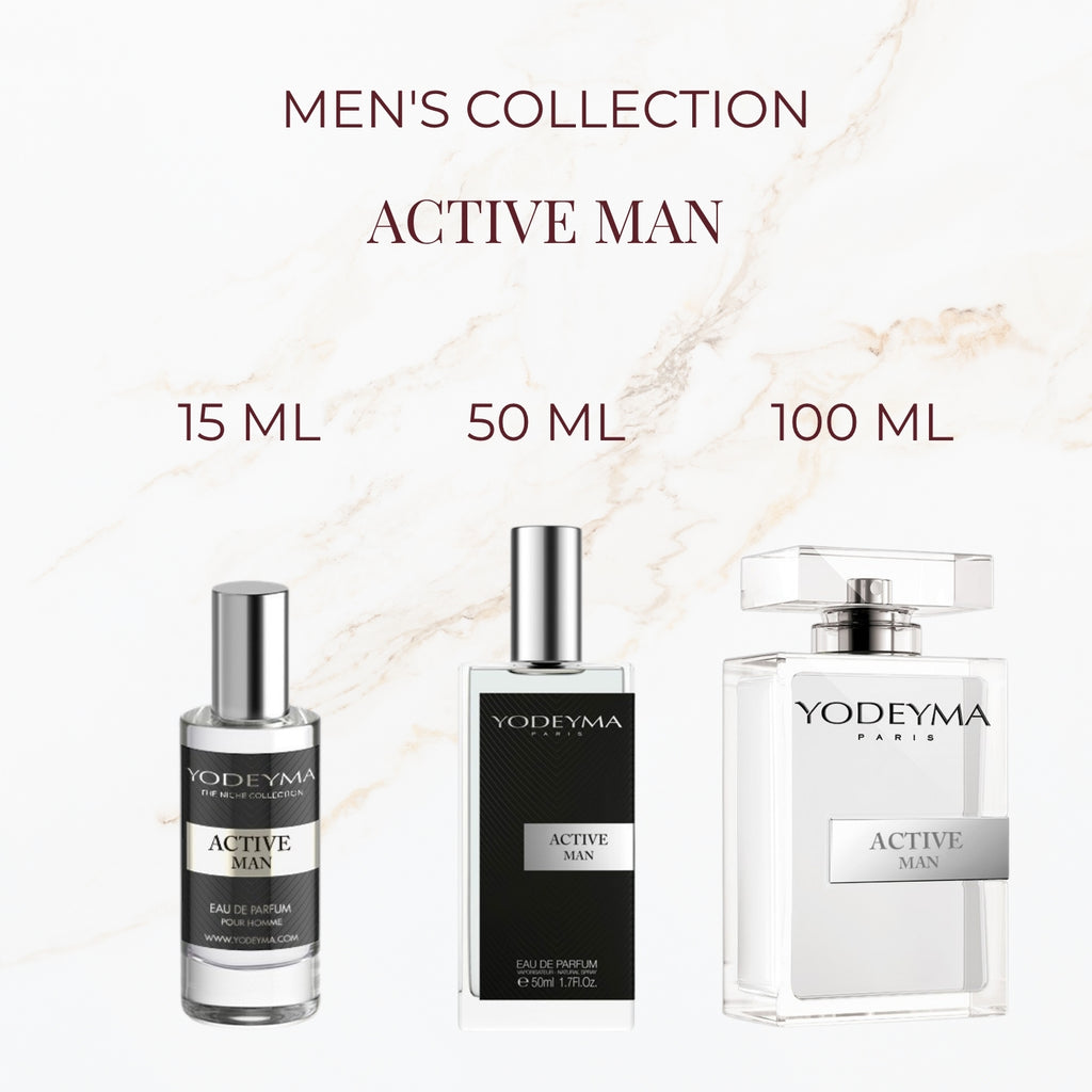 Yodeyma Active Man parfum verkrijgbaar in 15 ml 50 ml en 100 ml