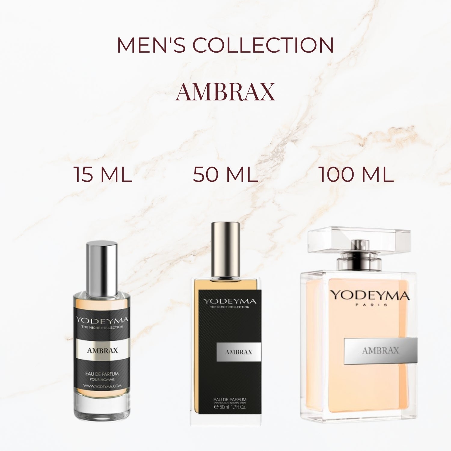Yodeyma Ambrax parfum verkrijgbaar in 15 ml 50 ml en 100 ml