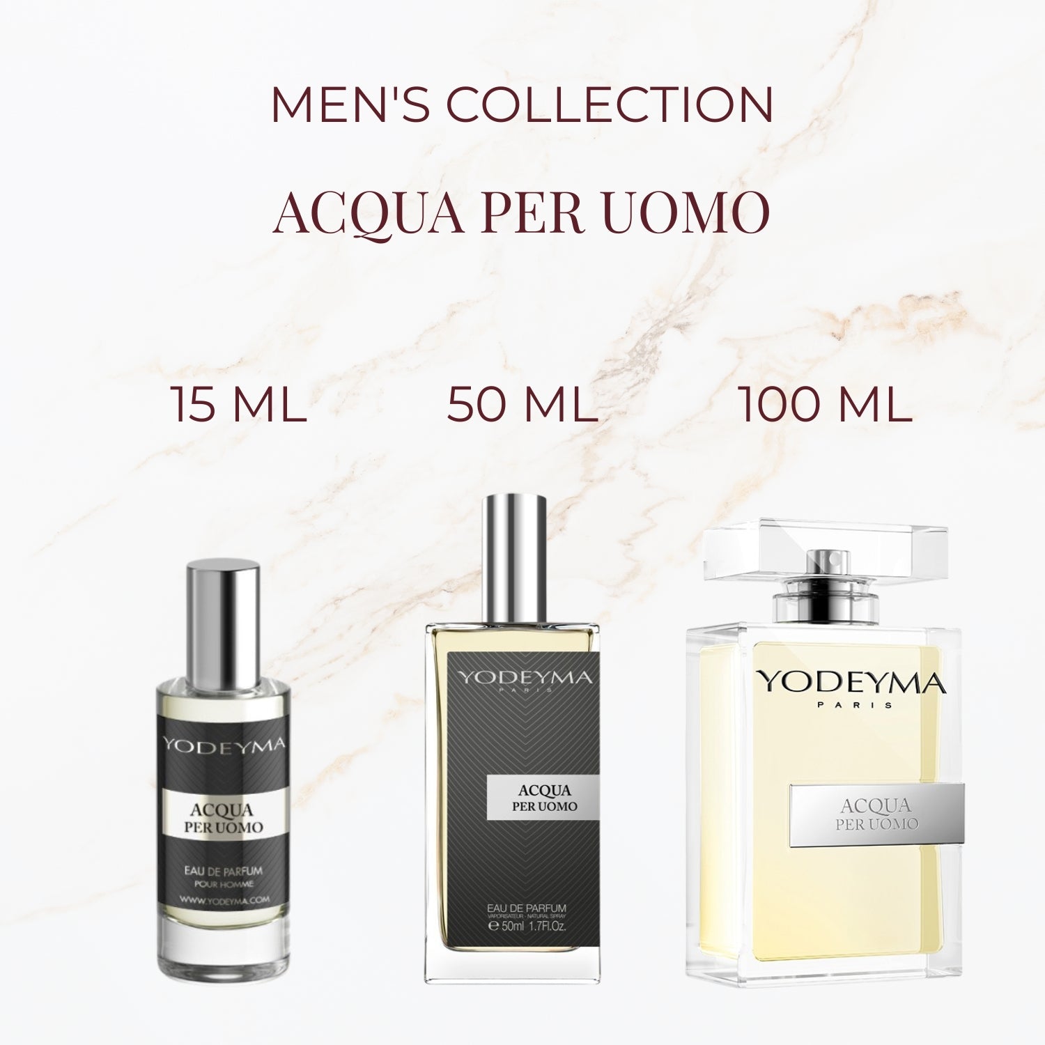Yodeyma Aqua Per Uomo parfum verkrijgbaar in 15 ml 50 ml en 100 ml