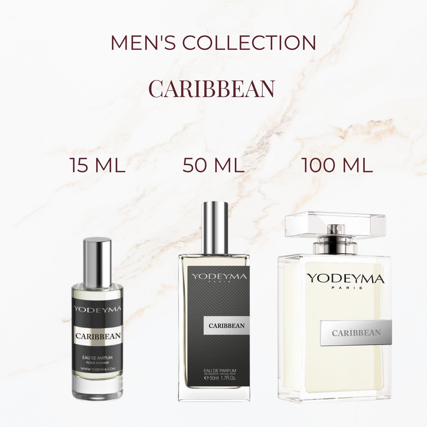 Yodeyma Caribbean parfum verkrijgbaar in 15 ml 50 ml en 100 ml