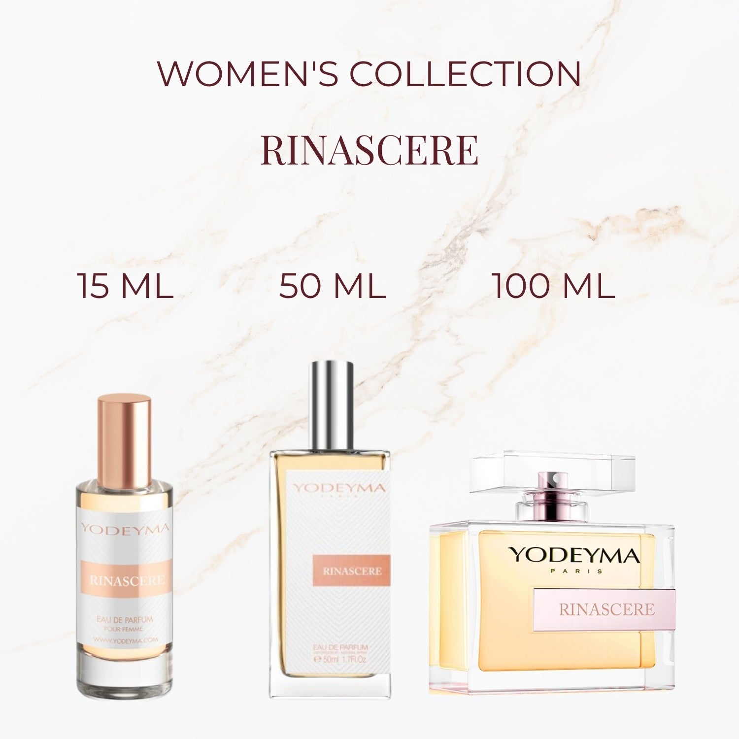 Yodeyma Rinascere parfum verkrijgbaar in 15 ml 50 ml en 100 ml